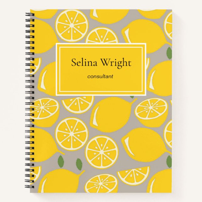 Carnet Motif de citrons à l'aquarelle jaune (Devant)