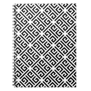 Carnet Motif de clé grecque de fusion noir et blanc
