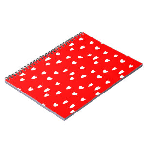 Carnet Motif de coeur blanc sur rouge