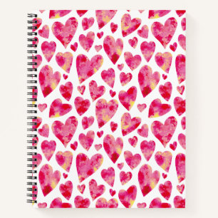 Carnet Motif de cœur d'amour rose vif