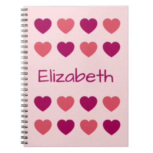 Carnet Motif de coeurs roses mignons Nom