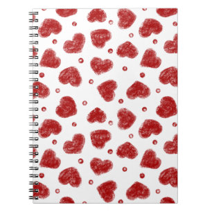 Carnet motif de coeurs rouges et blancs