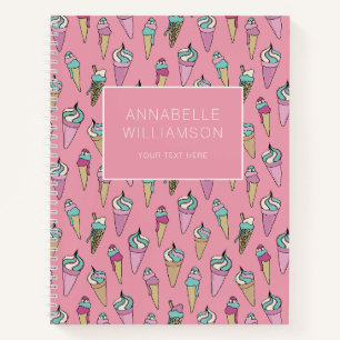 Carnet Motif de cône de glace rose