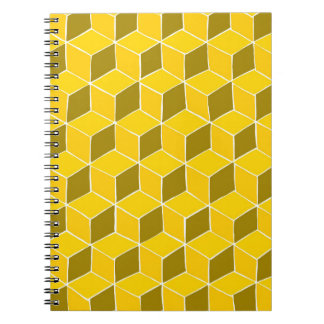 Carnet motif de courtepointe cube jaune