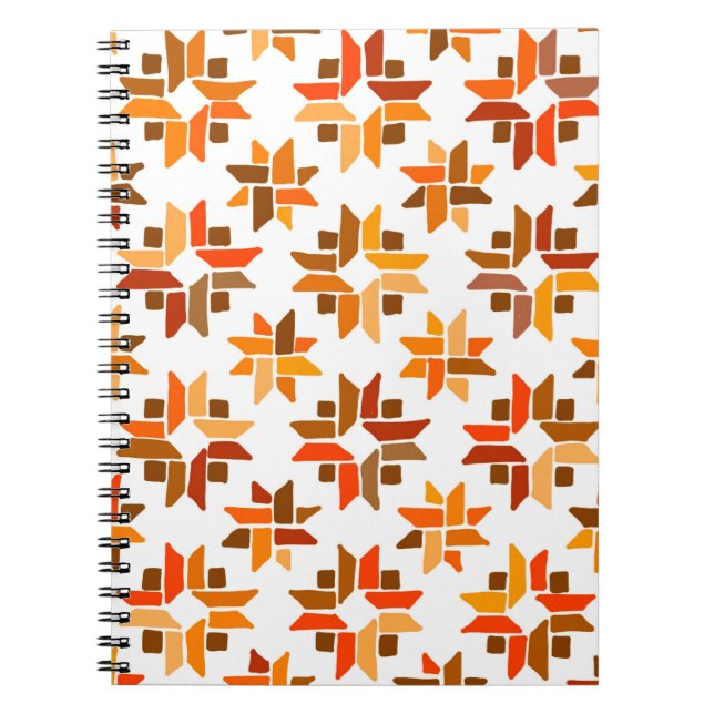 Carnet motif de courtepointe orange et brun (Devant)