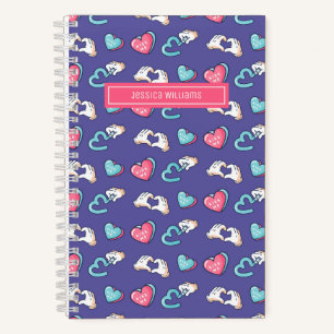 Carnet Motif de doodle de cœur mignon rétro adolescent am