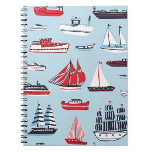 Carnet Motif de doodle du transport vintage par eau