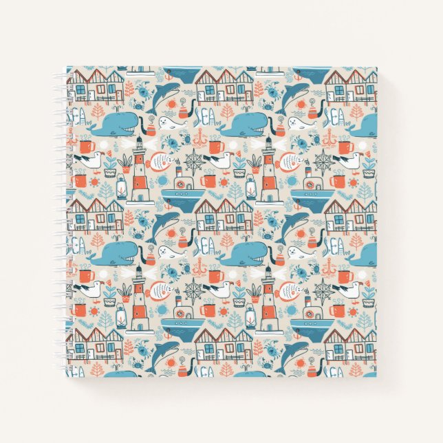 Carnet Motif de doodle mignon de la mer du Nord (Devant)