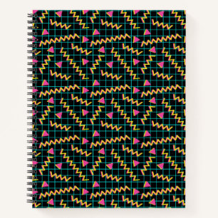 Carnet motif de doodle Retro Black & Neon des années 80/9
