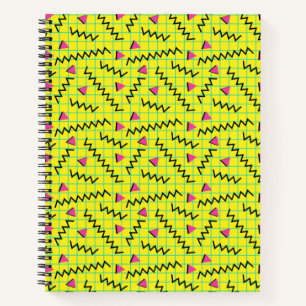 Carnet motif de doodle rétro Neon Jaune des années 80/90