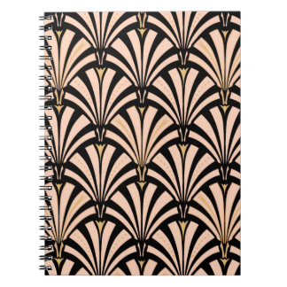 Carnet Motif de fan d'art déco - pêche sur le noir