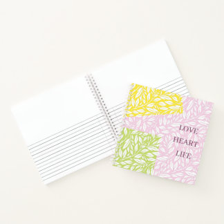 Carnet Motif de feuilles mignon et coloré, art transparen