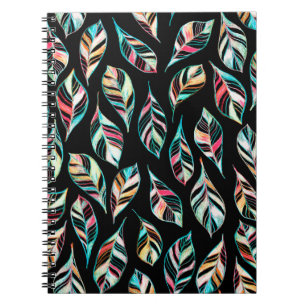 Carnet Motif de feuilles sans couture. Dessin à la main c