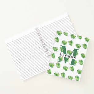 Carnet Motif de feuilles tropicales Monogramme