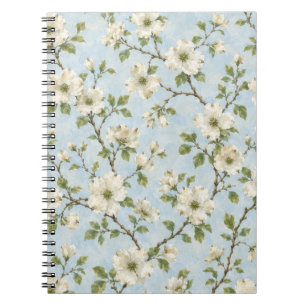 Carnet Motif de fleur de cornouiller du Sud sur fond bleu