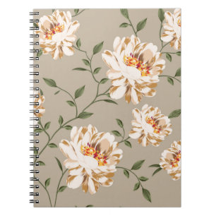 Carnet motif de fleur marron sur fond bleu