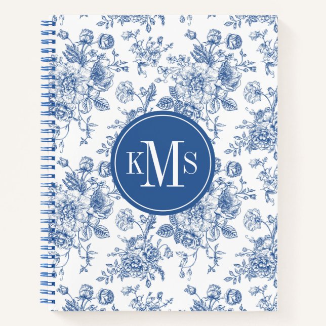 Carnet Motif de fleurs bleues (Devant)