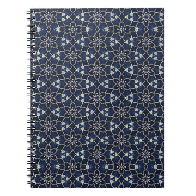 Carnet Motif de fleurs bleues de minuit (Devant)
