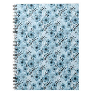 Carnet Motif de fleurs bleues sur tigre arrière - plan