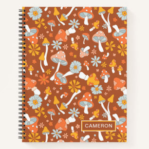 Carnet Motif de fleurs de champignons Vintages rétro