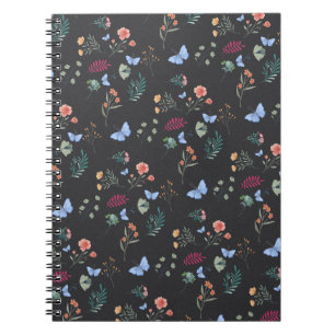 Carnet Motif de fleurs et papillons - Jardin botanique