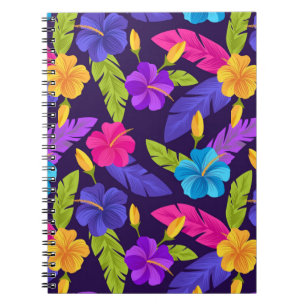 Carnet Motif de fleurs Feuilles tropicales colorées