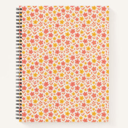 Carnet Motif de fleurs roses et jaunes