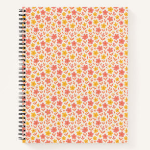 Carnet Motif de fleurs roses et jaunes