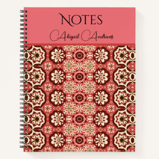 Carnet Motif de fleurs vintage rose miroir