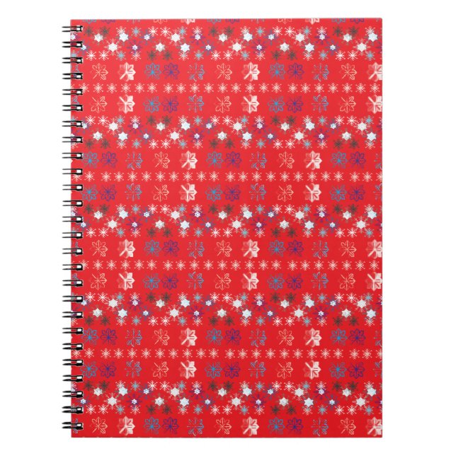 Carnet Motif de flocon de neige moderne Red Christmas (Devant)