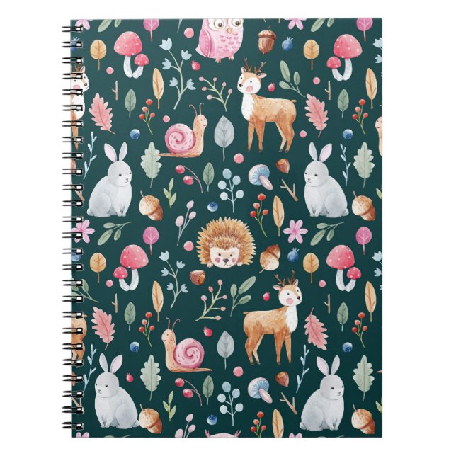 Carnet Motif de forêt de fées à l'aquarelle pour enfants (Devant)