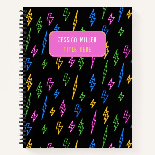 Carnet Motif de foudre Retro Neon des années 80 (Devant)