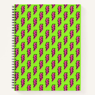 Carnet motif de foudre rose rétro des années 80/90