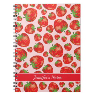 Carnet Motif de fraise avec titre ou nom personnalisé