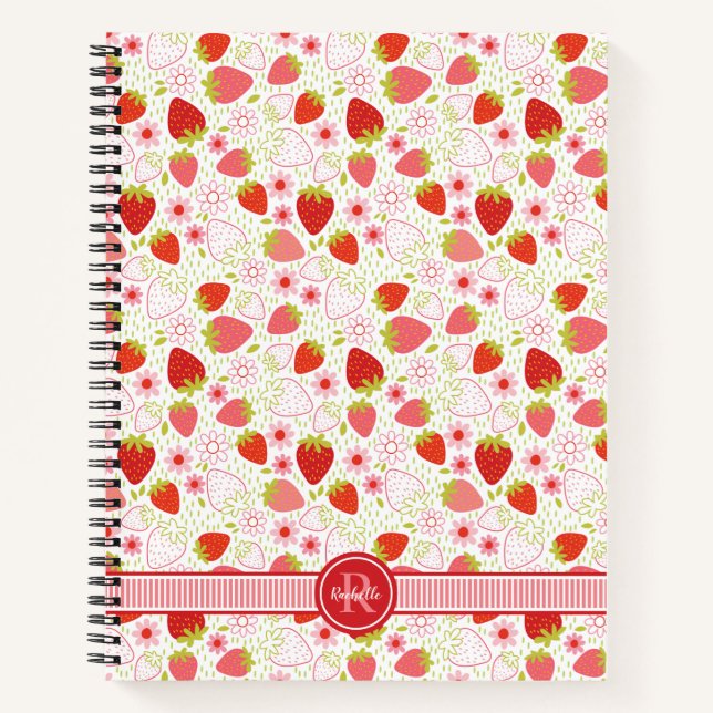 Carnet Motif de fraise de monogramme (Devant)