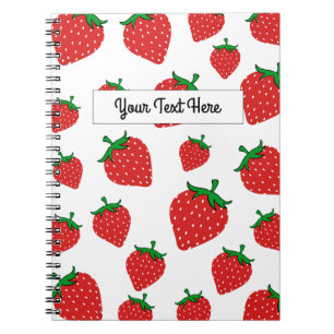 Carnet Motif de fraise mûre personnalisé