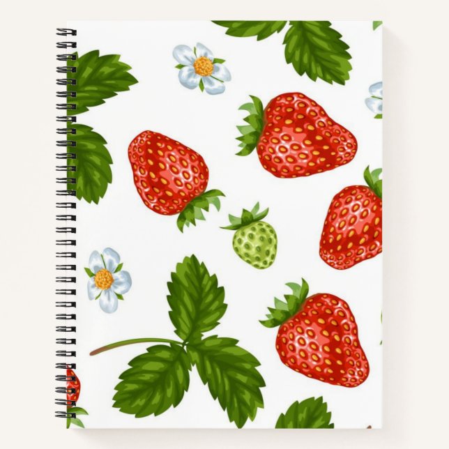 Carnet Motif de fraises (Devant)