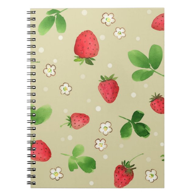 Carnet Motif de fraises d'aquarelle (Devant)