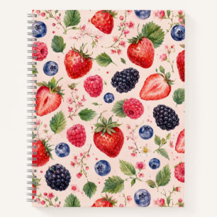 Carnet Motif de fruit aquarelle aux fruits rouges mélangé