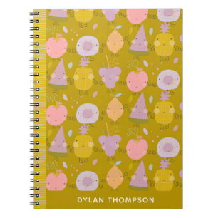 Carnet Motif de fruit Kawaii mignon Nom personnalisé Vert