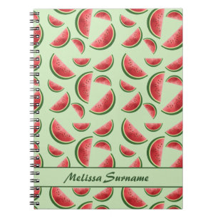 Carnet Motif de fruit pastèque sur fond vert avec texte p