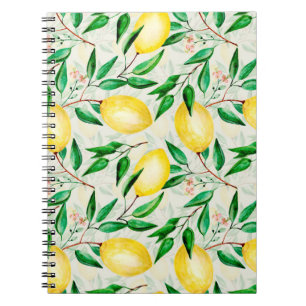 Carnet Motif de fruits à l'aquarelle transparente. citron