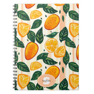 Carnet Motif de fruits d'agrumes avec Feuilles verts