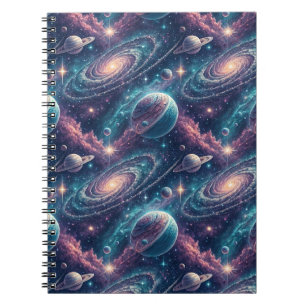Carnet Motif de galaxie cosmique vibrante et de planètes 