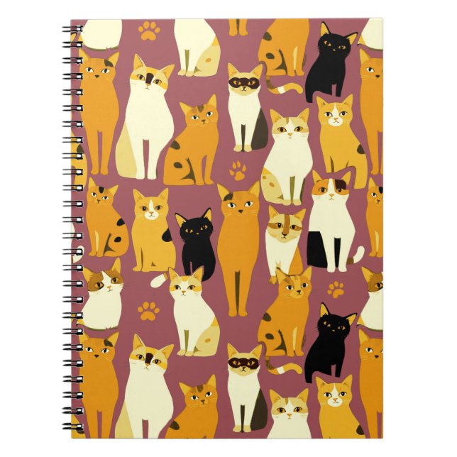 Carnet Motif de Ginger, Chats noirs et blancs (Devant)