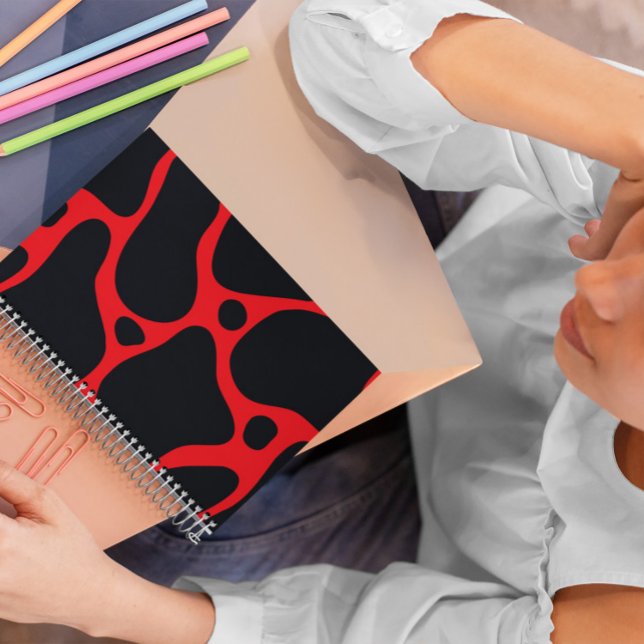 Carnet motif de girafe abstraite noire et rouge (Créateur téléchargé)