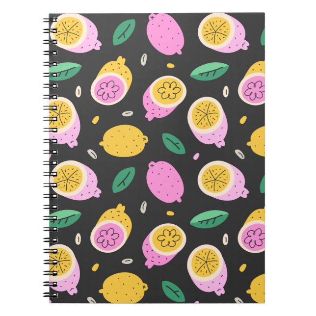 Carnet Motif de gribouillis citron, mignonne tdra d'agrum (Devant)