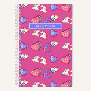 Carnet Motif de gribouillis de signe de cœur mignon rose 