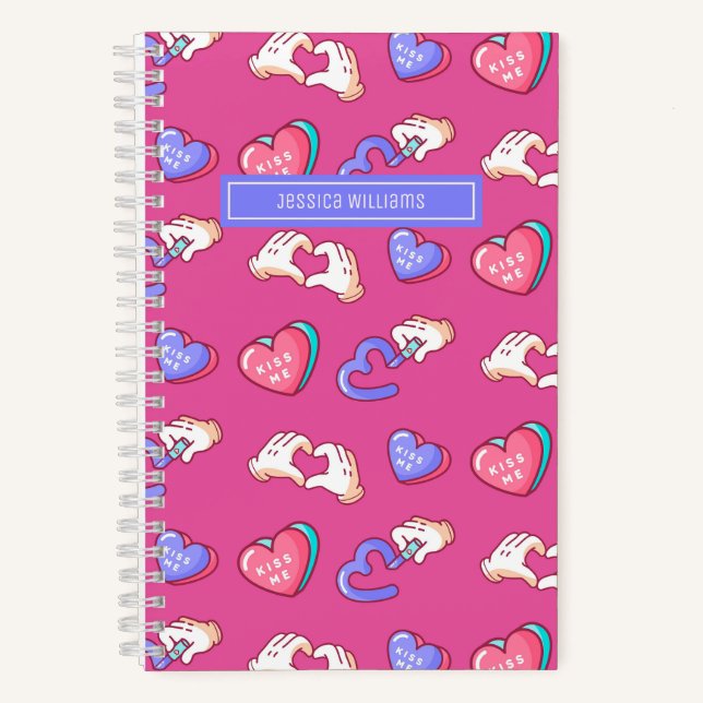 Carnet Motif de gribouillis de signe de cœur mignon rose  (Recto)