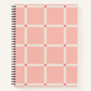 Carnet Motif de grille rose pâle avec accent de corail